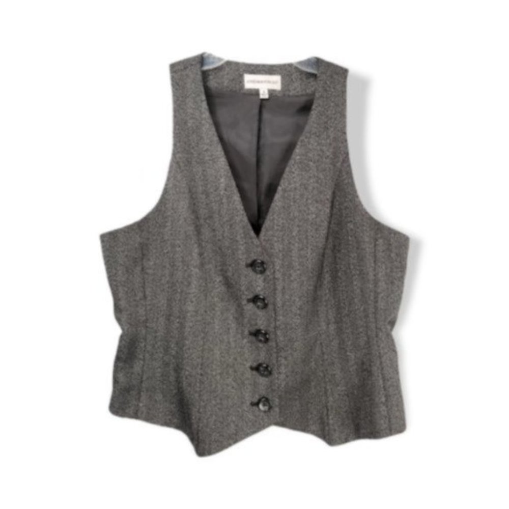 Jones New York Kids Boys Black & Gray V-Neck Sleeveless Button Down Vest Size 12